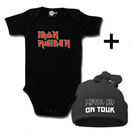 Cadeauset Iron Maiden Baby Romper & Metal Kid on Tour Muts