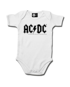 AC/DC Baby Romper Wit - (Logo zwart)