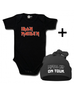 Cadeauset Iron Maiden Baby Romper & Metal Kid on Tour Muts