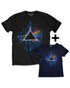 Duo Rockset Pink Floyd papa t-shirt & kinder t-shirt Blue Splatter